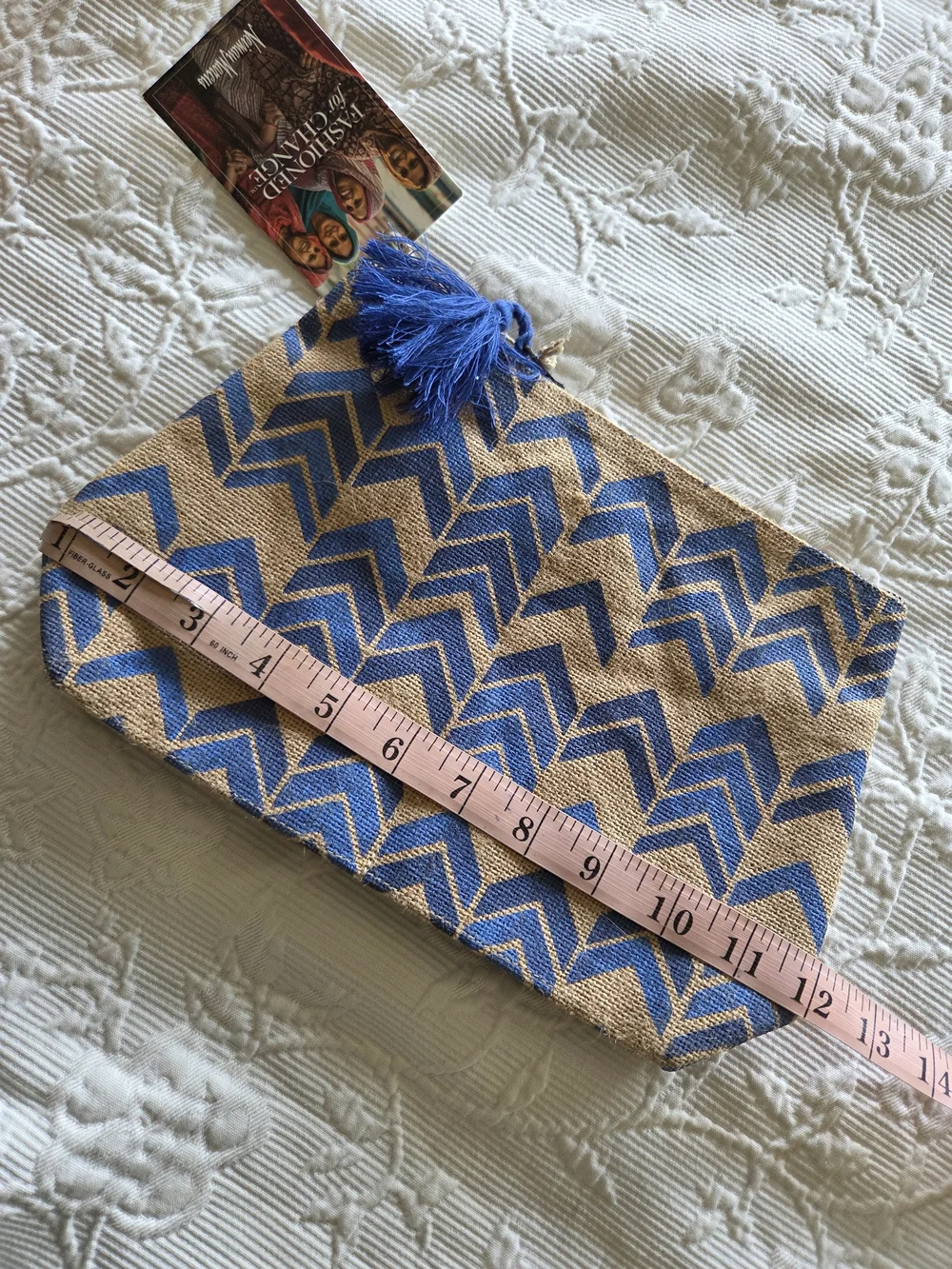 Neiman Marcus | Blue Chevron Tassel Cosmetic Pouch